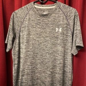 Under Armour- Polyester Heather Grey Shirt-Medium‎
